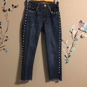 Zara pearl sidestrip crop jeans
